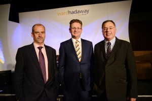 Special guest – Matthew Sanders, CEO of the Brookfield Rose group of companies, with (left) Martin Karran, Partner in the Manchester Family Law Team at Ward Hadaway and (right) Jamie Martin, Managing Partner at Ward Hadaway at the law firm's AGM.