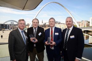 Winning ways – Techflow Marine celebrate their success in the Ward Hadaway Fastest 50 Awards (from left) Non-Executive Director Colin Fitzpatrick, Sales Director Ken Beattie and Directors Graham Clark and Jim Straker. 