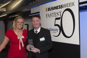 Richard Massey of Massey Feeds with awards presenter Steph McGovern.