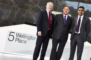 New beginnings – (from left) Ward Hadaway Leeds Senior Business Development Partner Philip Jordan, Managing Partner Jamie Martin and Executive Partner for Leeds Harmajinder Hayre at the firm's new offices at 5 Wellington Place in Leeds.