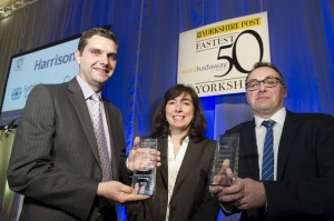 Winning ways - Gavin Jones, Ann Scott and Steve McManaman from S Harrison Group, winners of the fastest growing large business and overall fastest growing business at the Yorkshire Fastest 50 Awards 2015.