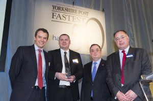 Food for thought - fastest growing small business winner MSM Foods is presented with its prize (from left) Bernard Ginns of The Yorkshire Post, Rafal Bieniek of MSM Foods, Roger Marsh of Leeds City Regional Local Enterprise Partnership and Ward Hadaway Managing Partner Jamie Martin.